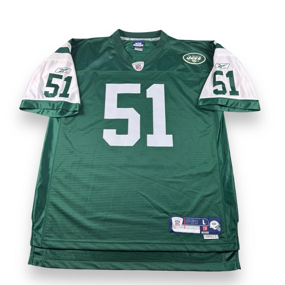 VTG Reebok Authentic NFL New York Jets Jonathan Vilma #51 Home Jersey Sewn Sz L